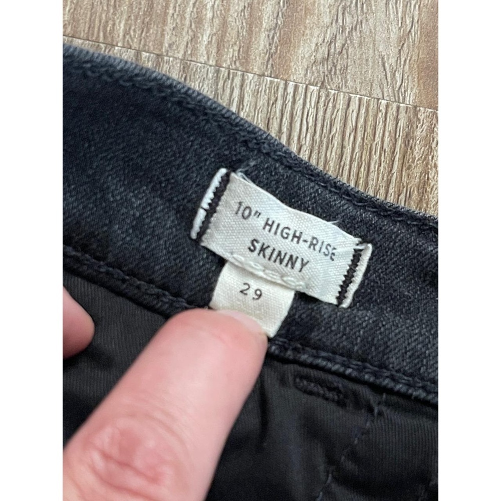 Madewell 10” High Rise Skinny Button Fly Raw Hem Dark Grey Jeans Size 29 - Picture 3 of 7
